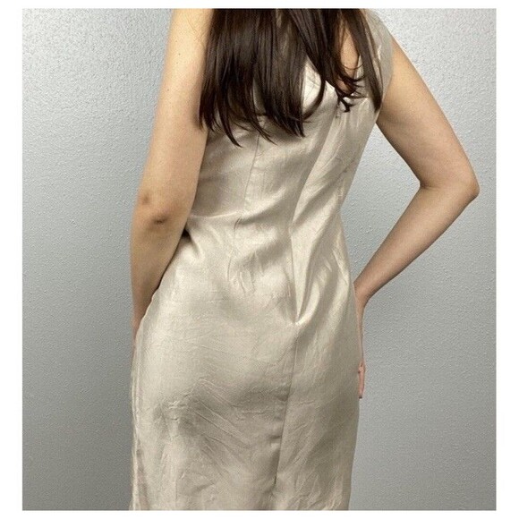 Gilar 100% Silk Fitted Hourglass Silhoutte Lined Sheath Dress Beige -Size 6 - Picture 2 of 14